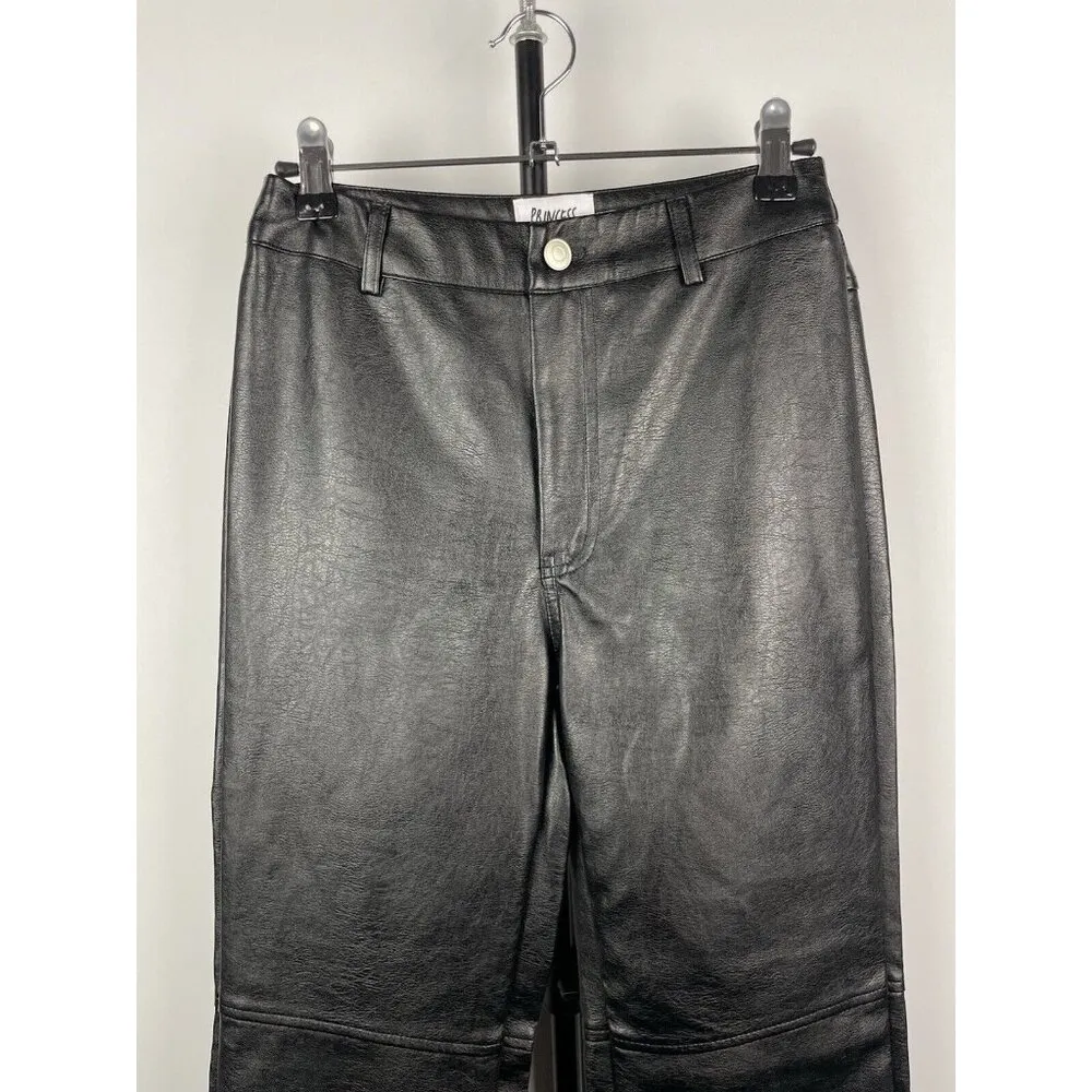 Princess Polly Black Macey Faux Leather‎ High Rise Straight Leg Vegan Pants Sz 2 - Image 6