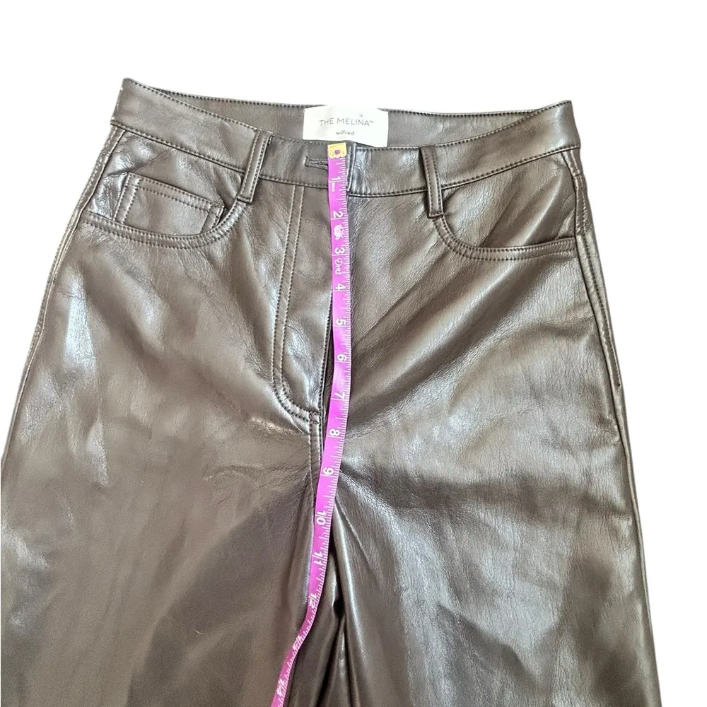 Aritzia Wilfred The Melina Faux Leather Pants Women’s 2 Chocolate Brown Straight - Image 8