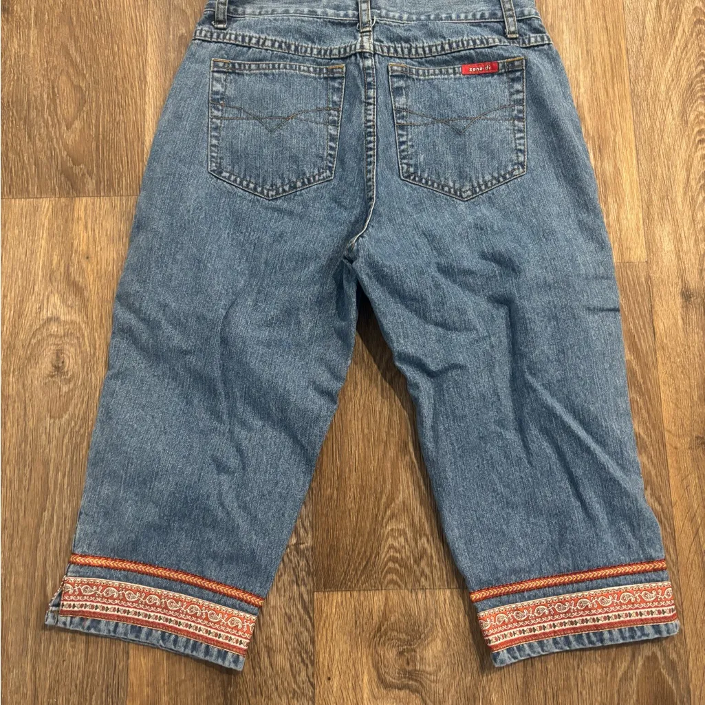 Zana di Vintage Y2K Cropped Jeans with Orange Embroidered Hem – Size 5 - Image 2