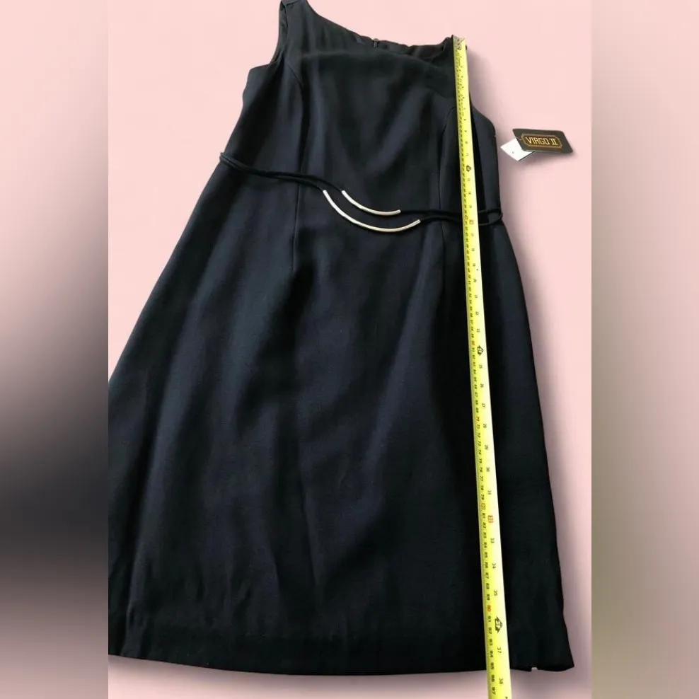 NWT Vintage VIRGO II Size 6 Black Sleeveless Belted Sheath Dress - Image 10