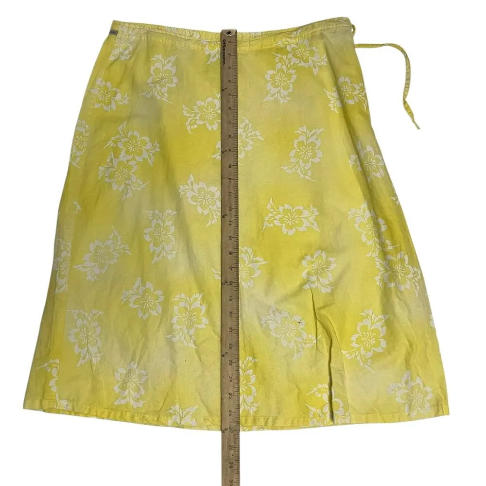 Vintage Calvin Klein Jeans Women's Yellow Floral Flax Cotton Blend Skirt Size 12 - Image 8