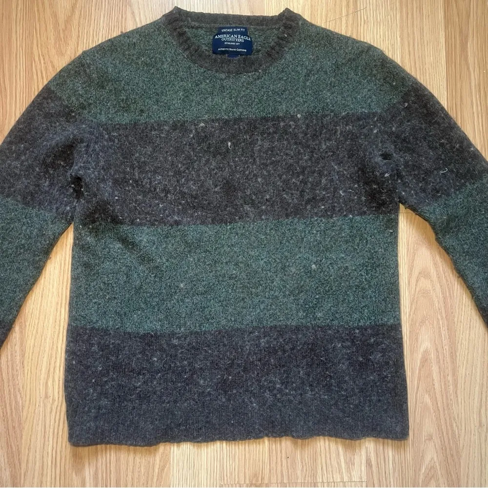 Vintage American Eagle Womens Striped Wool  Laine Blend Sweater Size XS Slim Fit - Image 2