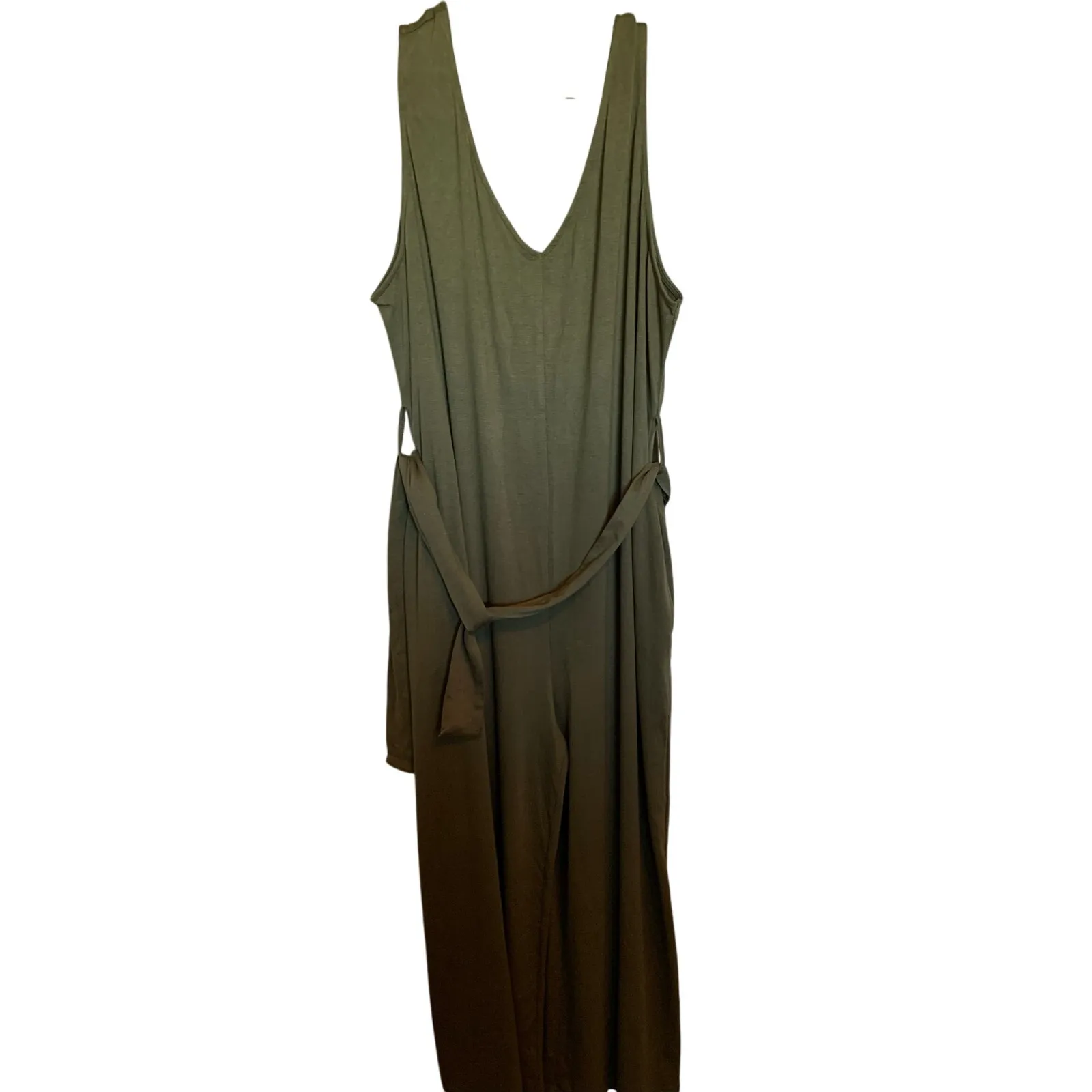 1 Piece Jumpsuit 2 Pockets V Neck & V Back NEW XL Green - Image 4