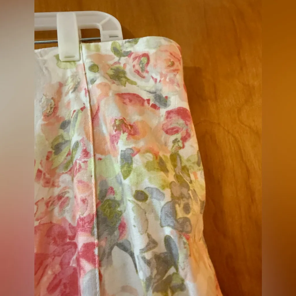 J. Jill Linen Blend Stretch Cropped Pants Floral Feminine Petite Large PL LP Pink Size undefined - Image 4