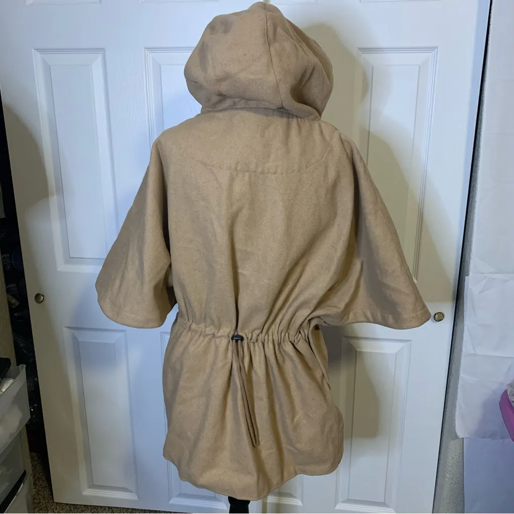 Sporto Whool Blended Hooted Tweed Cape Jacket - Image 5