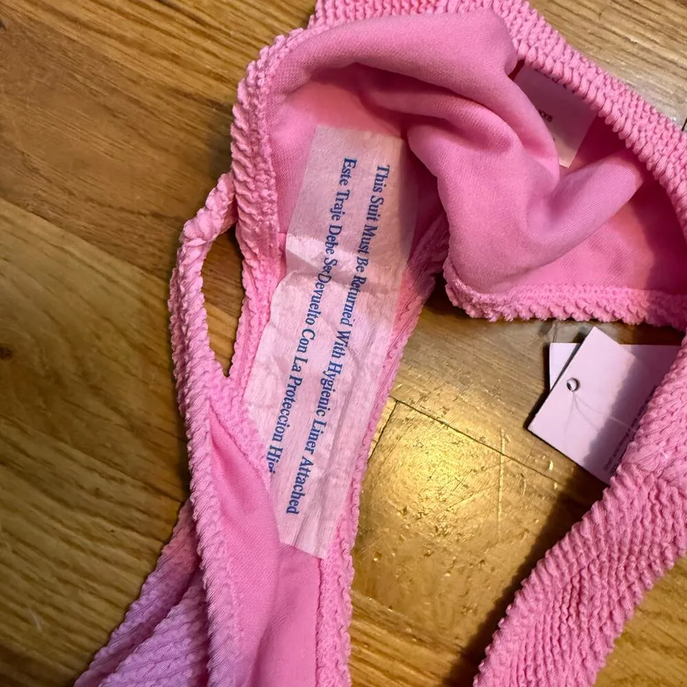 Wild Fable Womens XXS 00 Pink Ribbed Low Rise Cheeky High Leg Swim Bikini Bottom - Image 6