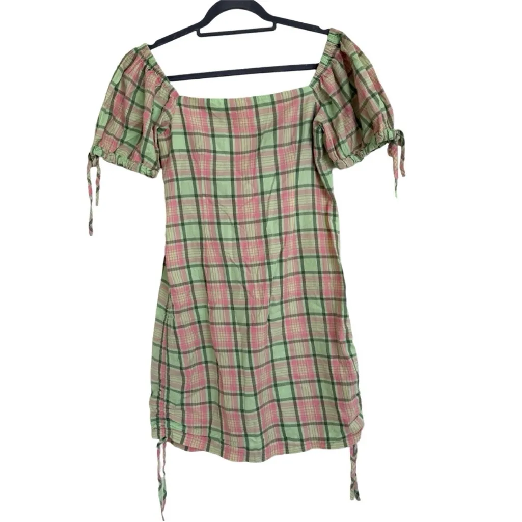 The Ragged Priest Women Gingham Plaid Mini Dress, Apple Pink Green Combo Small S - Image 4