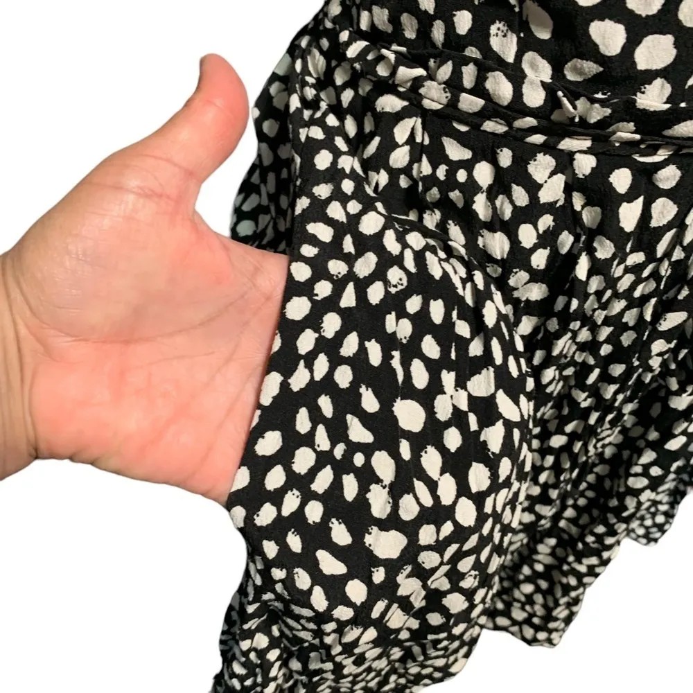 ZARA Printed A-Line Dress, black and white with pockets, medium - Image 4