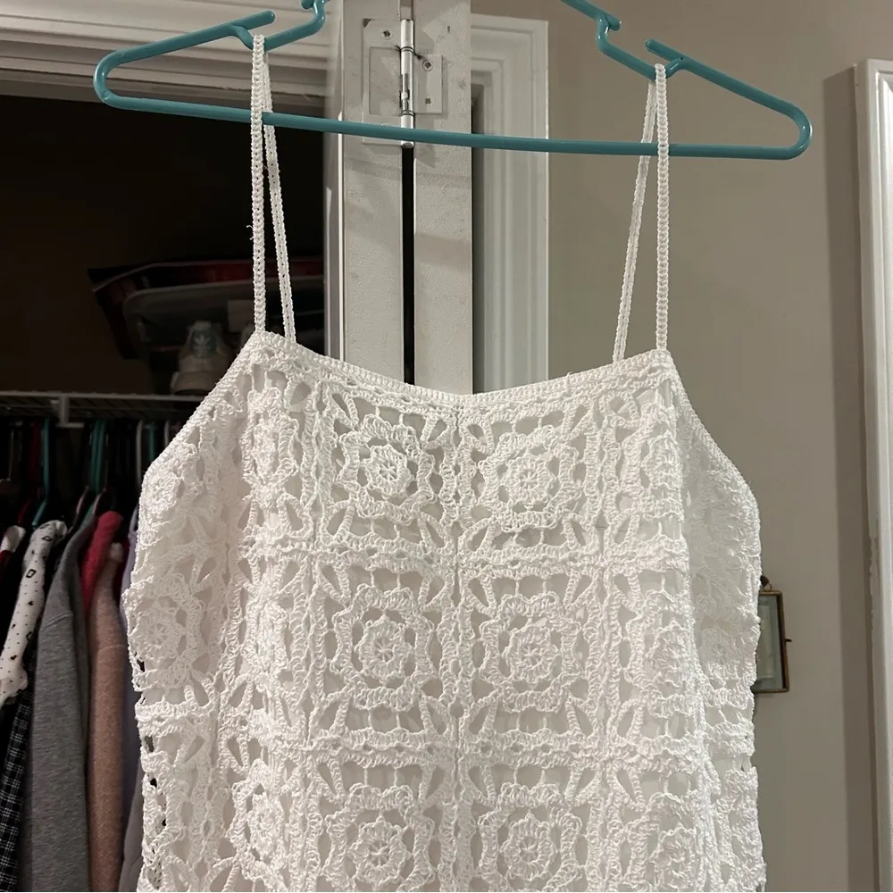 Zara White Crochet Mini Dress - Image 9