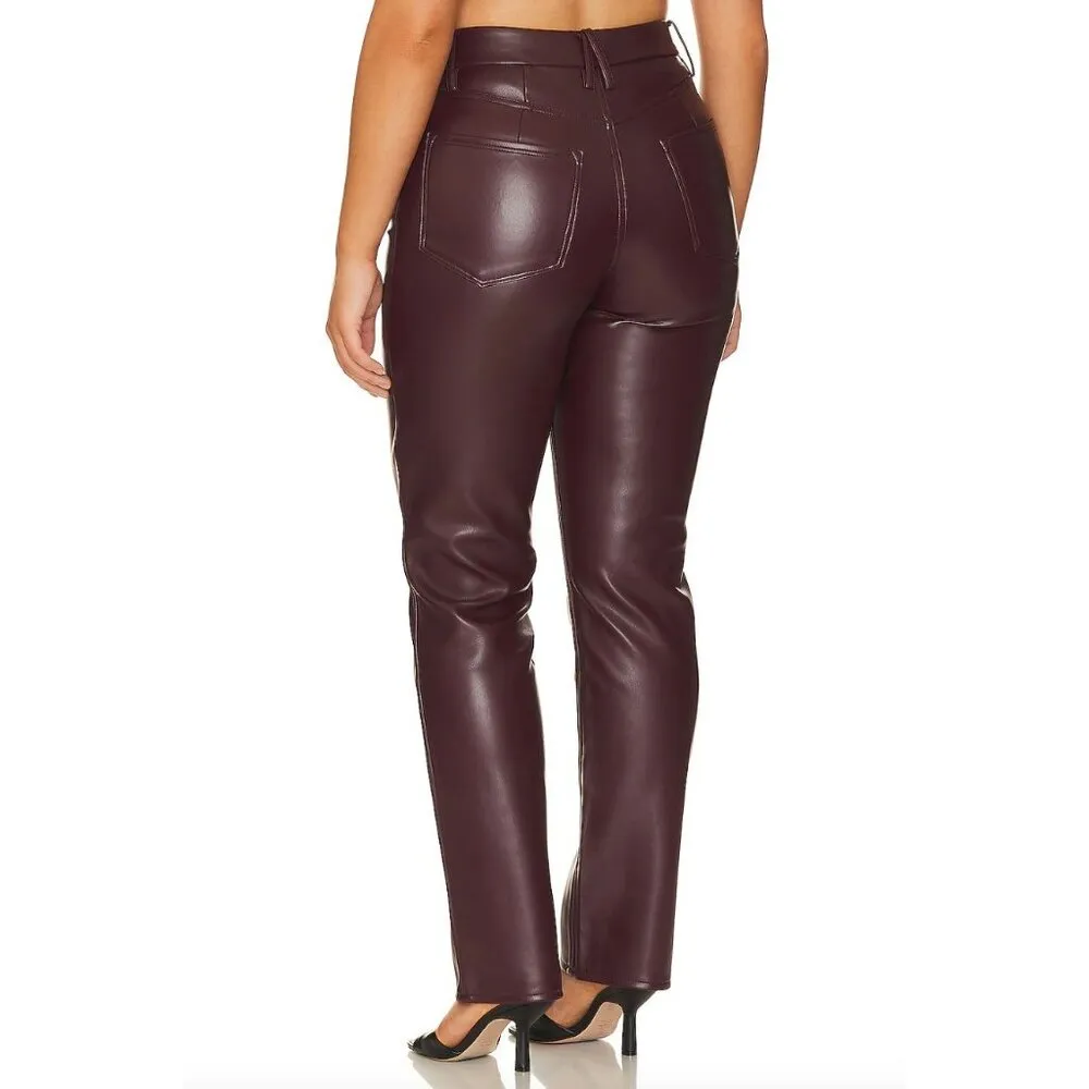 Good American Good Icon Faux Leather Pants Malbec Womens Size 15 - Image 4