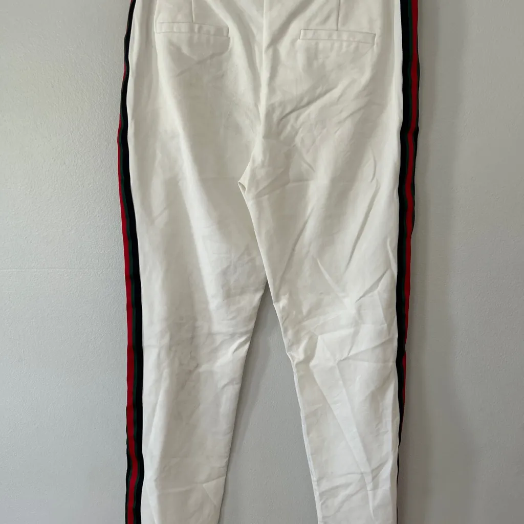 San Joy White Chinos with Red and Green Stripes - Image 4