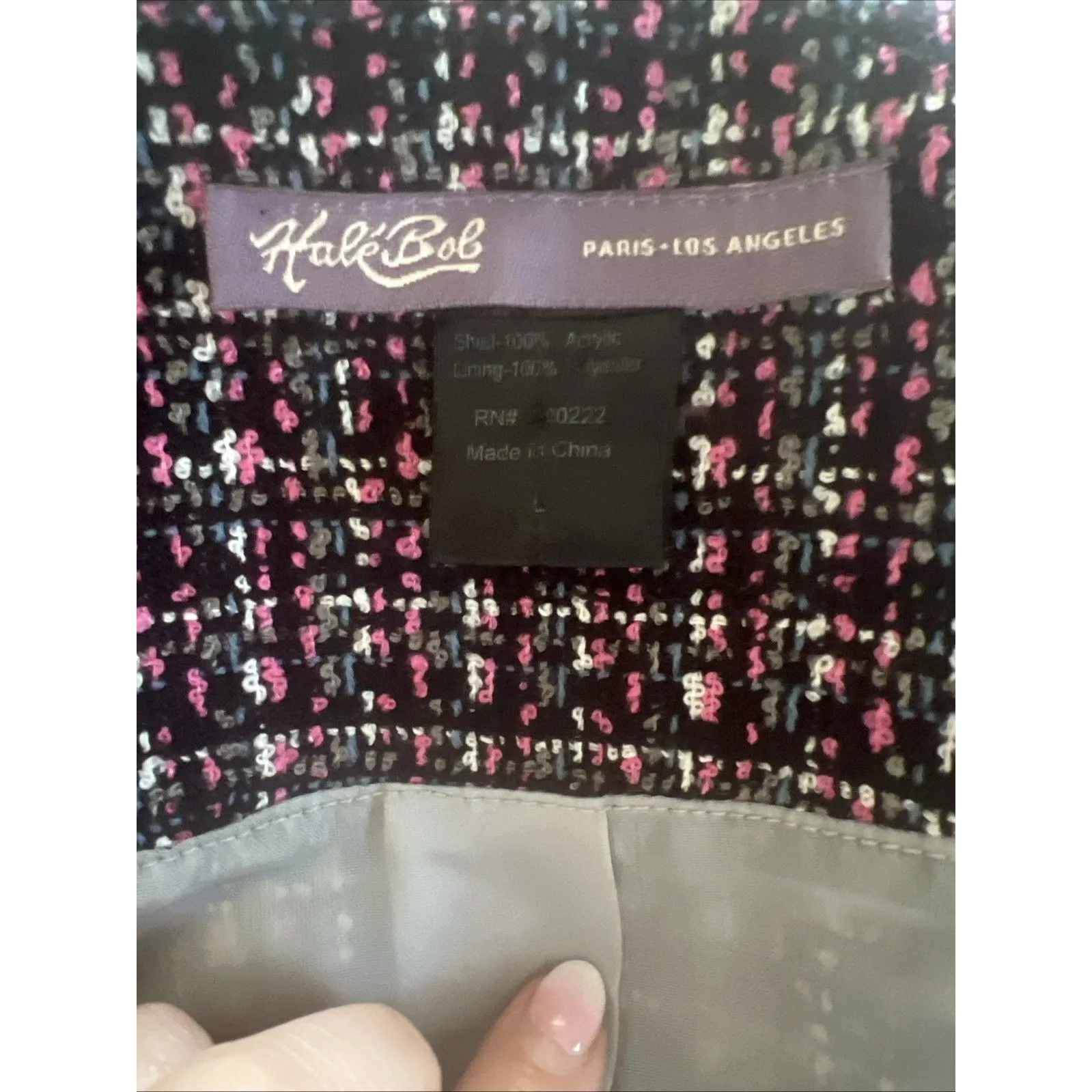 Hale Bob  Black Pink Tweedy Woven Collarless Blazer - Image 7