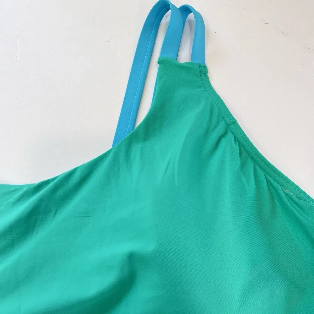 Lands End Green Tummy Control Swim Dress Skirt One Piece‎ Swimsuit Size 26W - Image 3
