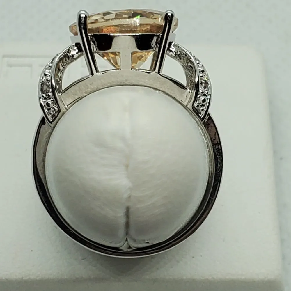 Sterling Silver Yellow Stone Ring (7.5) Yellow - Image 7