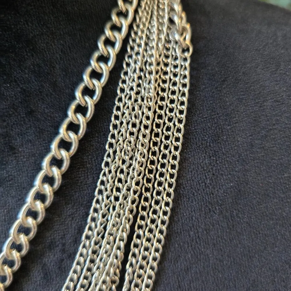 Womens Clear Crystal Silver Tone Chain Cross Pendant Necklace with Lobster Clasp - Image 4