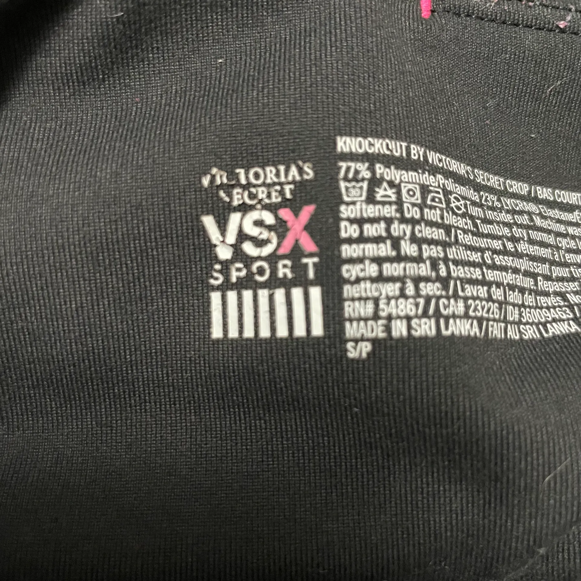 Victoria's Secret  Sport VSX Capri Leggings Black Neon Pink Yellow and Blue Small - Image 5