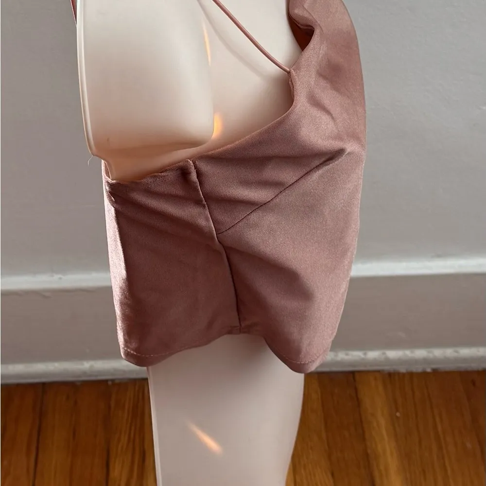 Timing blush Pink Spaghetti straps Cami subtle metallic party crop Top, size M - Image 8