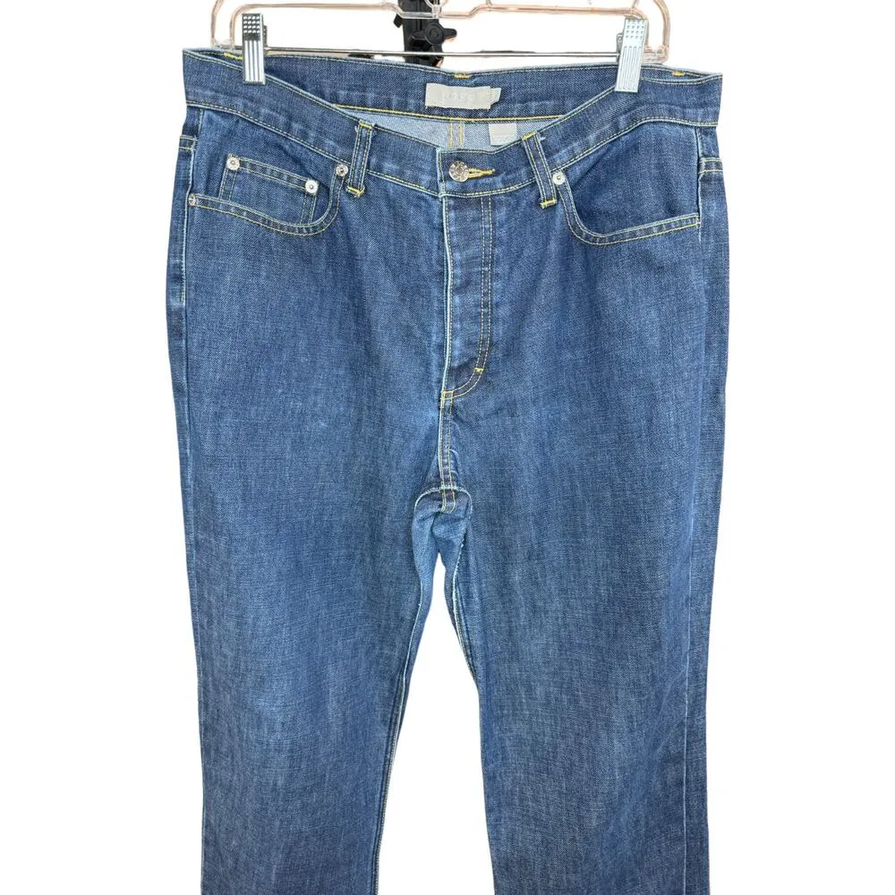 J. Crew Dark Wash Button-Fly Boot Cut Jeans 14L 5-Pocket Casual - Image 11