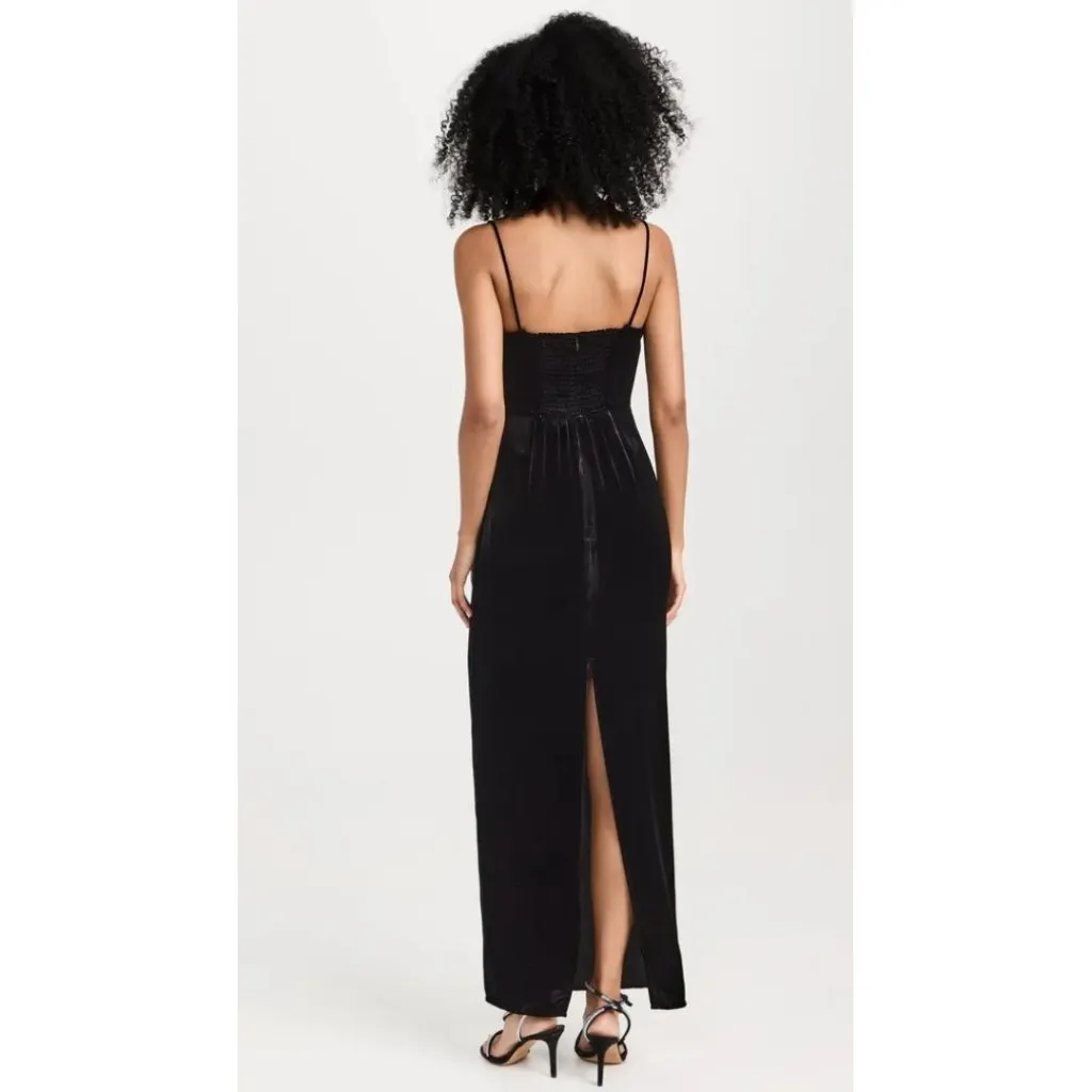 NWT Reformation Frankie Velvet Maxi Slip Dress Black Silk Blend Size 6 $298 - Image 6