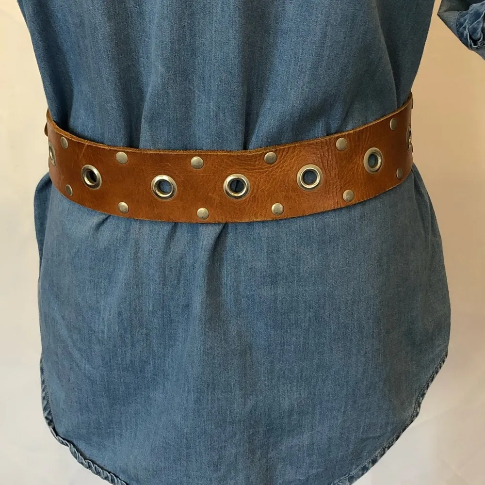 Equus tan leather grommet belt size medium - Image 2