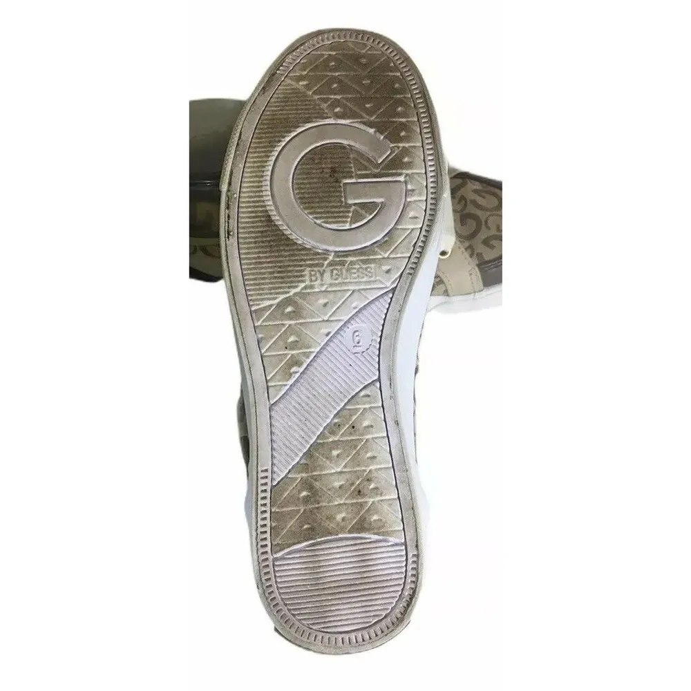 Womens G by GUESS Omeni 3 Low Top Logo Tan Lace Up Shoes Sneakers with Buckle 6 - Image 8