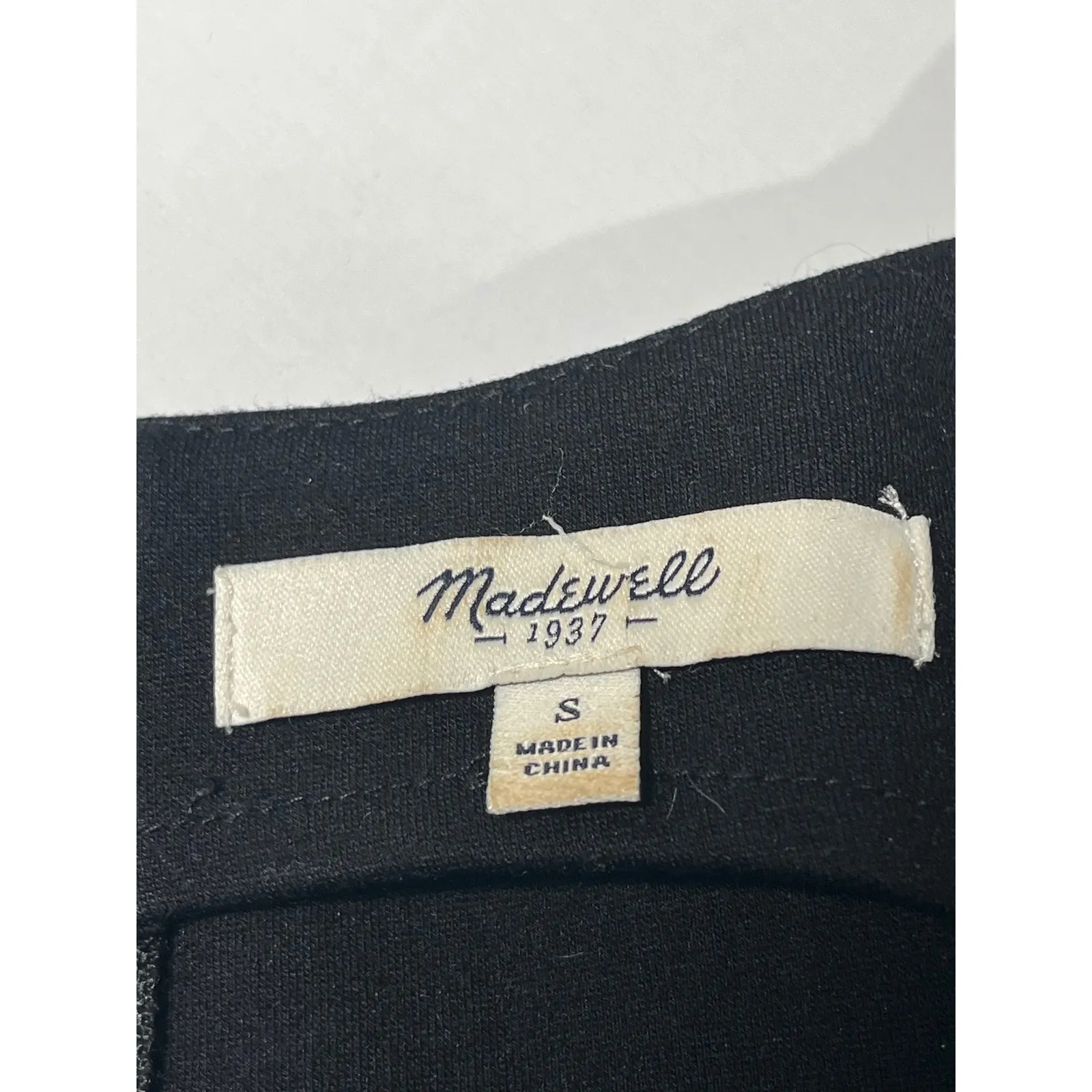 Madewell 1937 Black White Geometric Print Sleeveless Fit Flare Dress Size S - Image 5