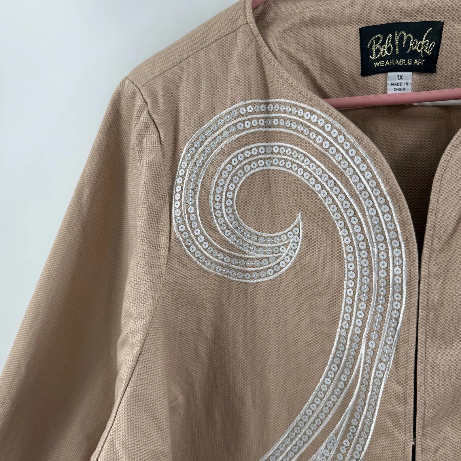 BOB MACKIE Wearable Art Jacket Size 1X Blazer Lagenlook Artsy Plus Curvy Stretch - Image 4