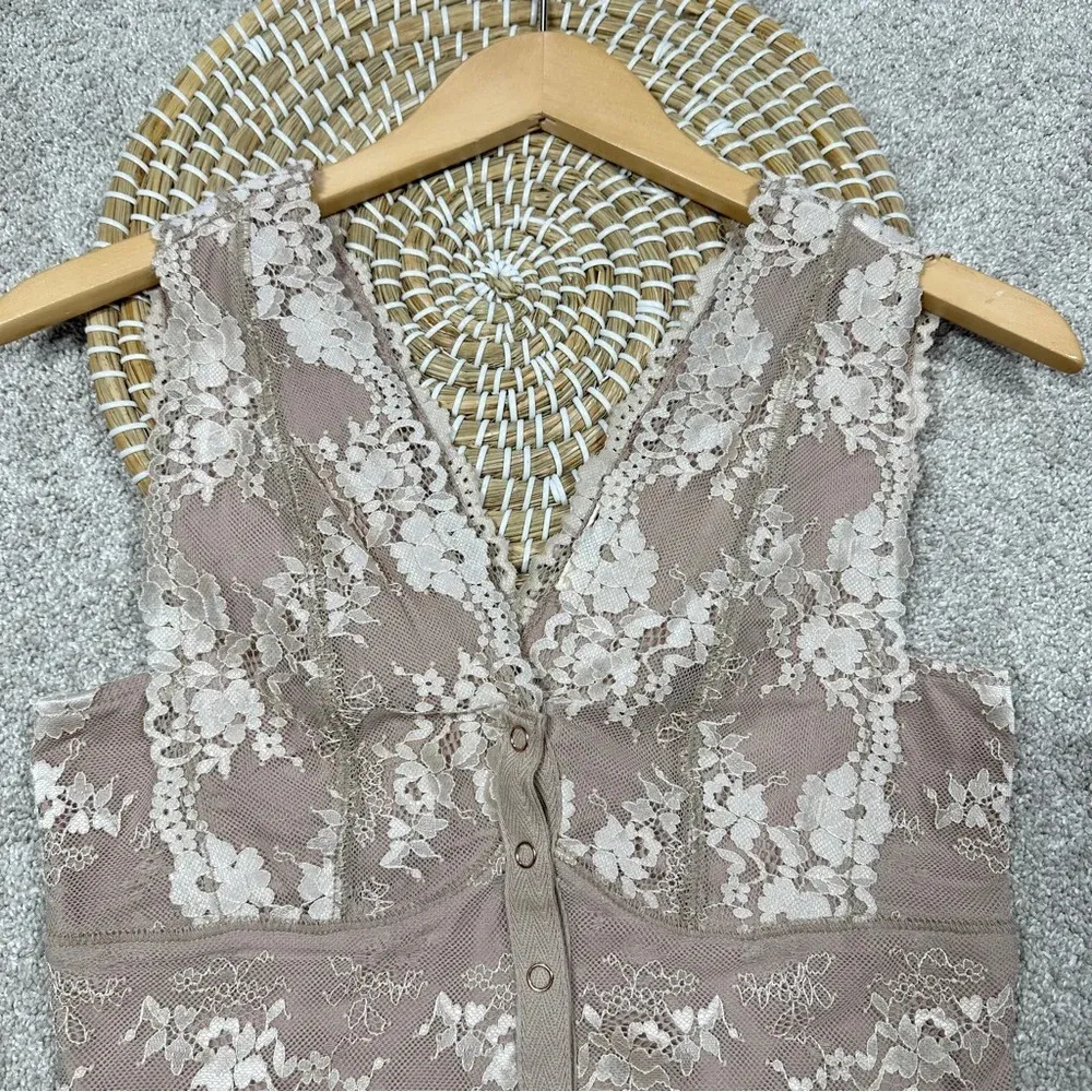 Gimmicks by BKE Floral Mesh Lace Tank Top Cream Valentine Cottagecore Size XS - Image 5