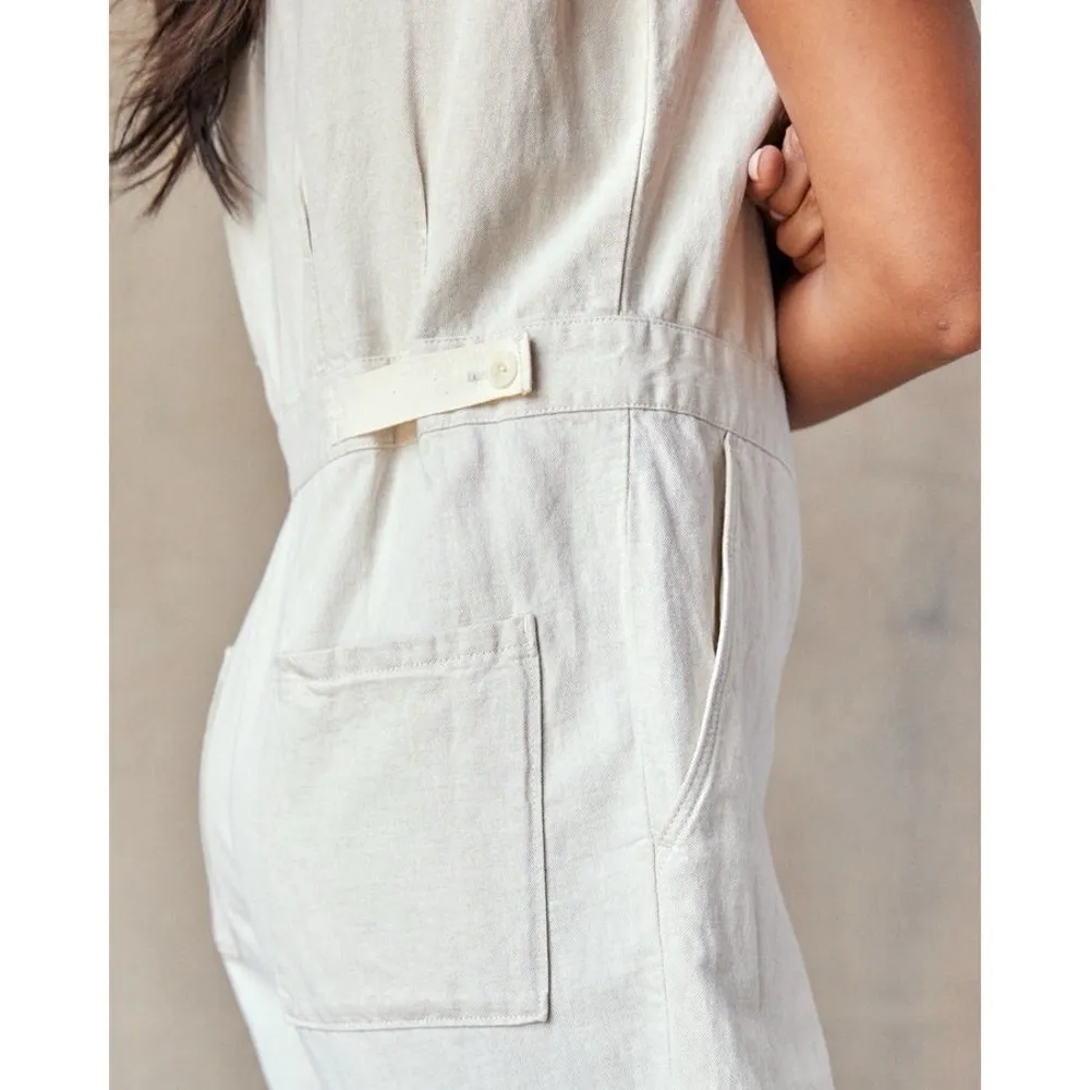 Outerknown S.E.A. Suit Women's Utility Jumpsuit Medium Natural Organic Cotton Tan - Image 4