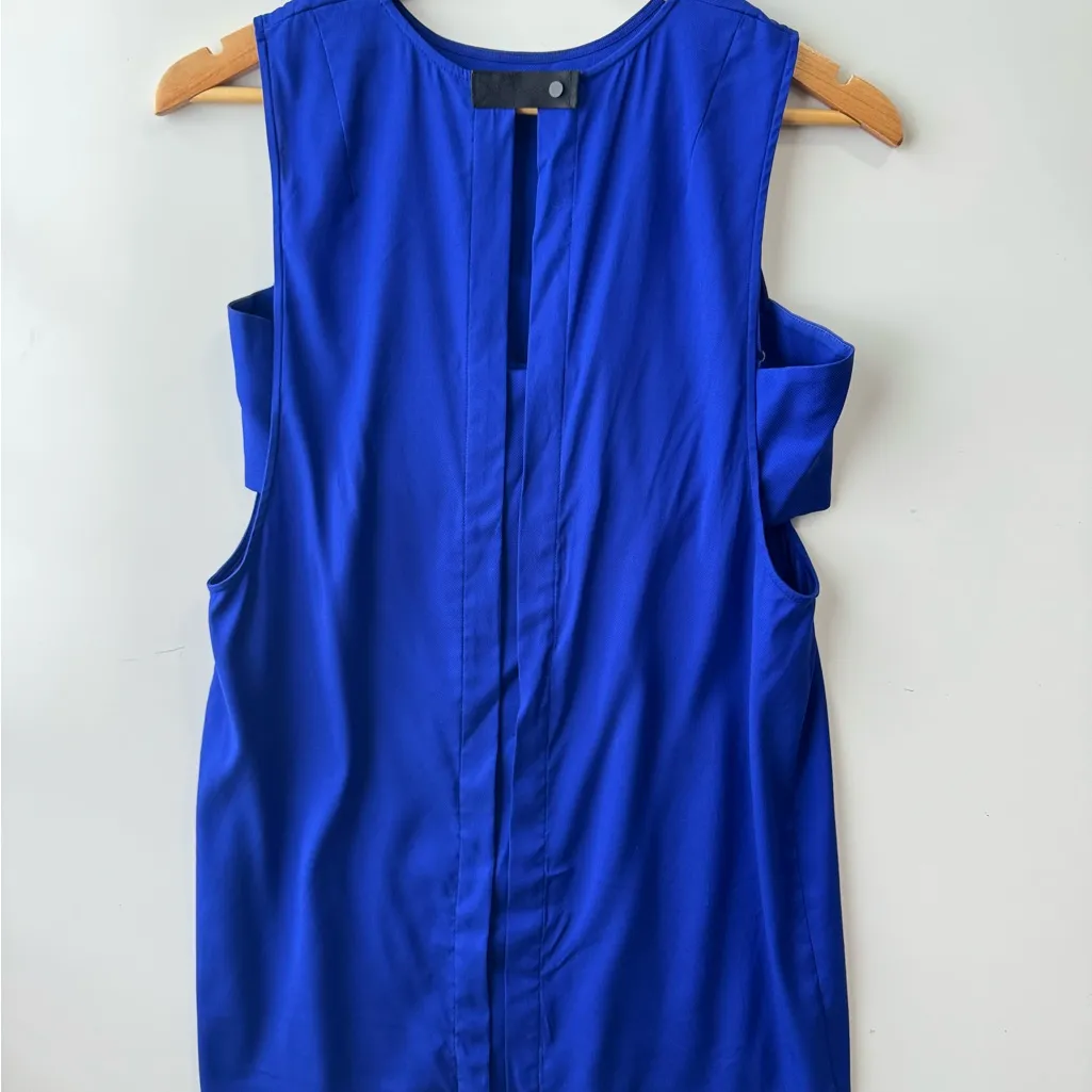 Alexander Wang Blue‎ Sleeveless Cutout Silk Crepe Mini Dress Size 2 - Image 6