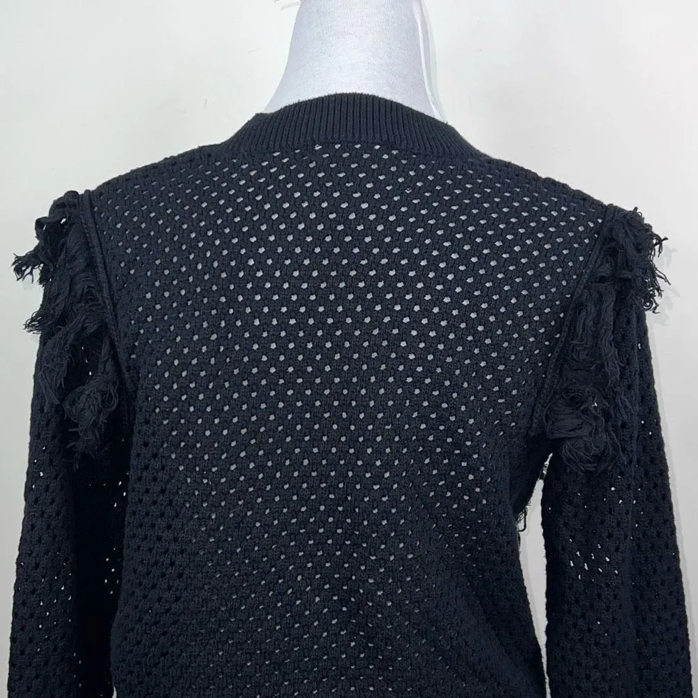 MNG Open Knit Mesh Fringe Embellished Sweater - Image 5