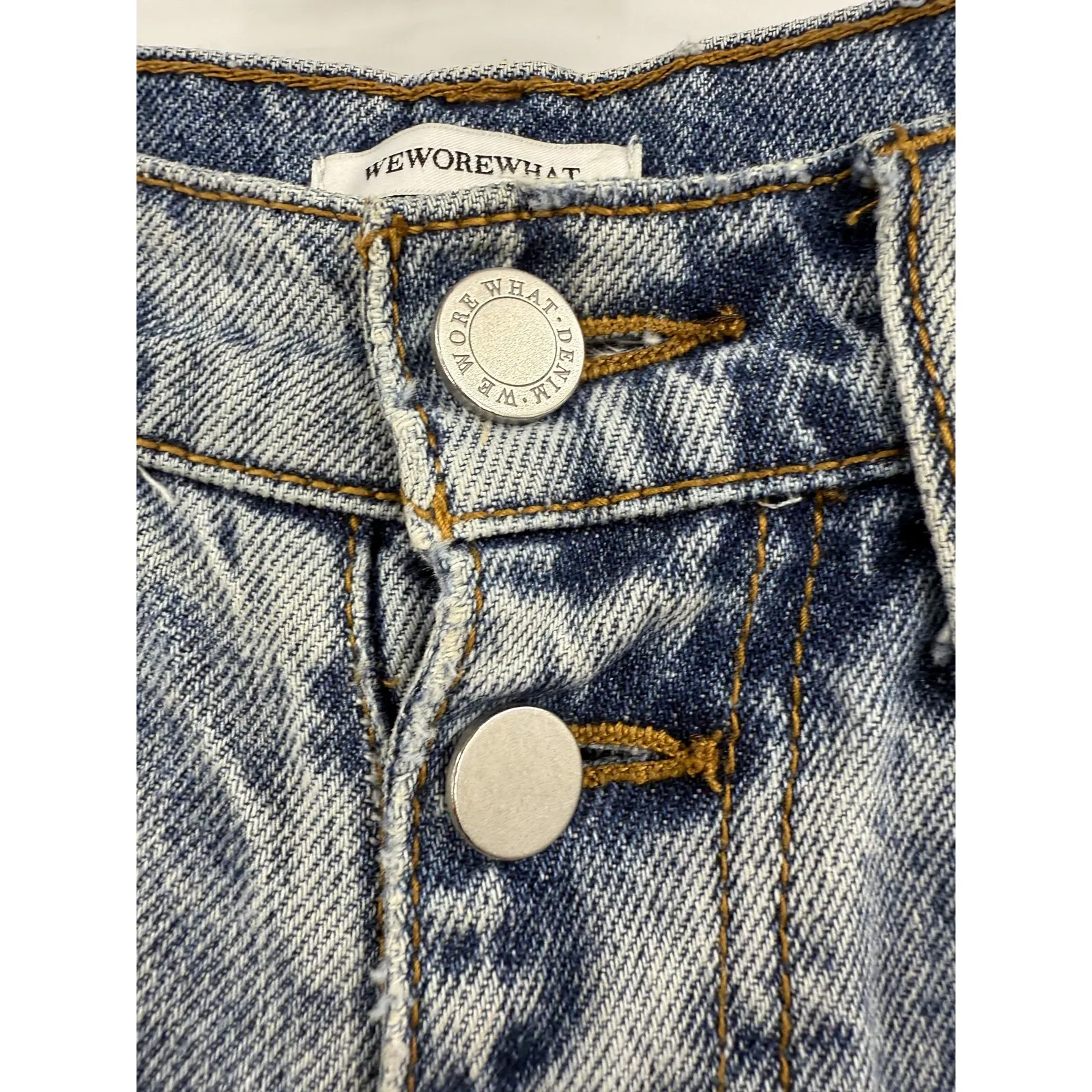 WEWOREWHAT Jeans‎ Womens 27 Light Wash High Rise Button Fly Tapered Cotton Ankle - Image 3