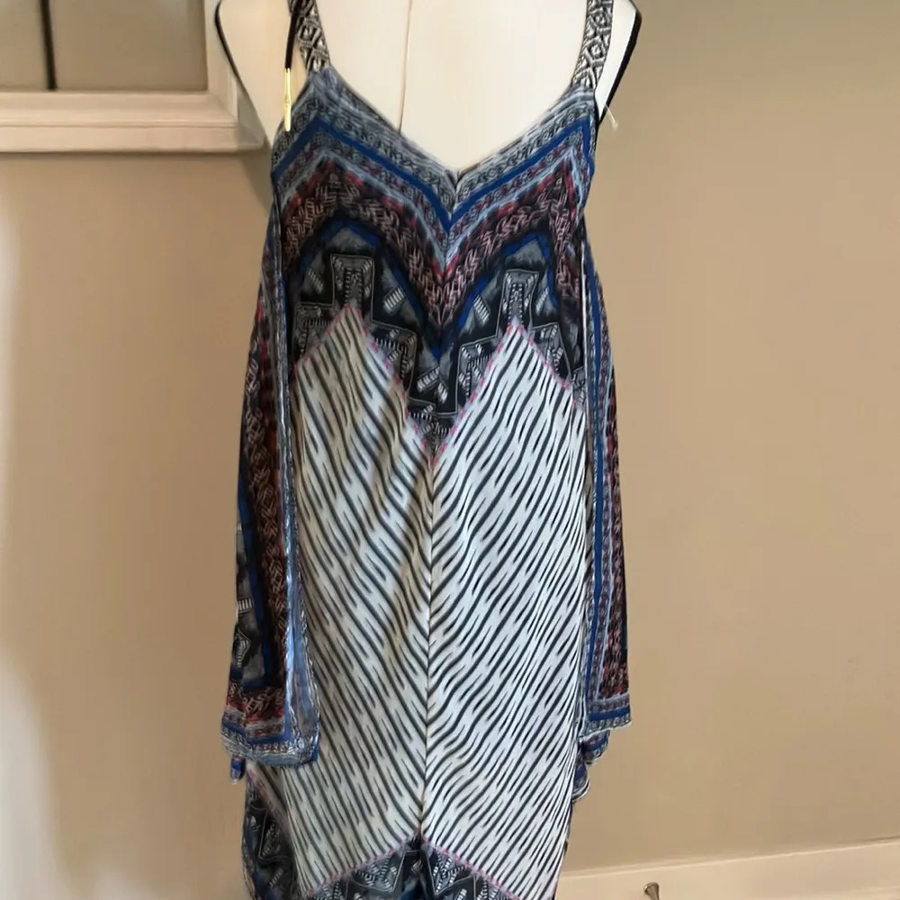 Boho Aztec Handkerchief sundress lined NWOT 5G Blue Size M - Image 5
