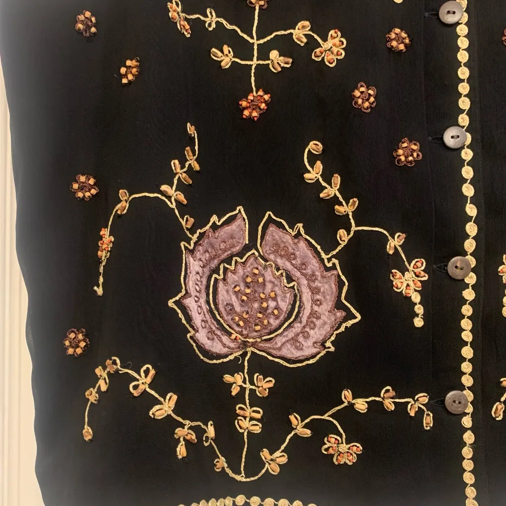 Carole Little II Vintage Black Beaded 20W Vest. 2655 - Image 2