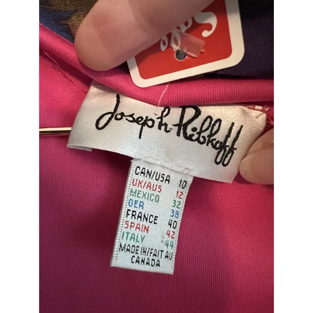 Joseph Ribkoff Dress Size 10 Multi Color Floral Animal Print Cowl Neck - Image 2