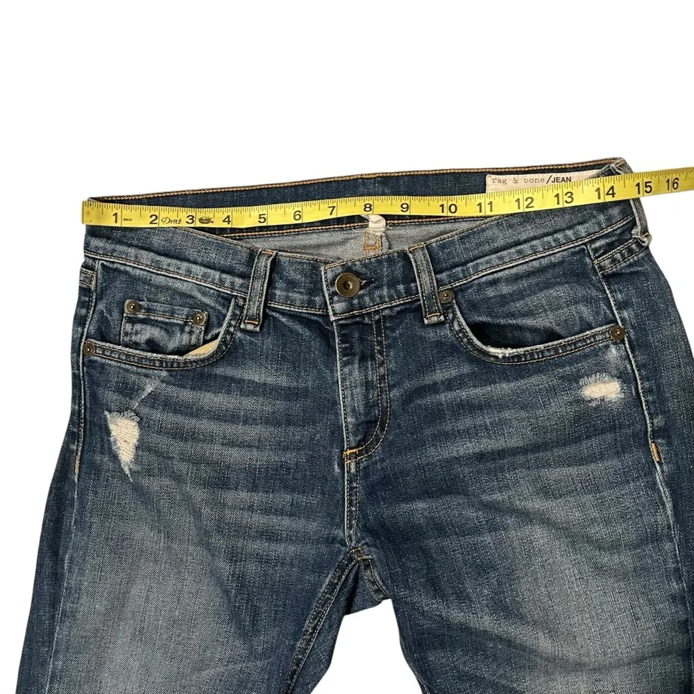 Rag & Bone Dre Distressed Low-Rise Slim Jeans in Canyon Wash, Sz 26 - Image 10