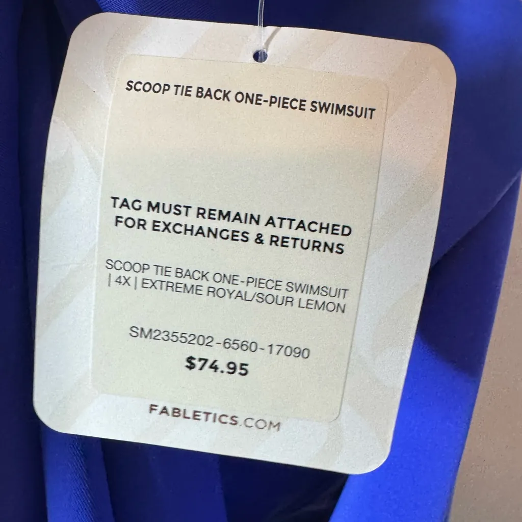 NWT Fabletics Scoop Tie Back Shaping One-Piece Swimsuit 4X - Image 7