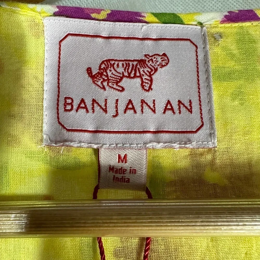 Banjanan Aubree Cottagecore Flower Ditsy vibrant Yellow Midi Dress Size Medium - Image 3