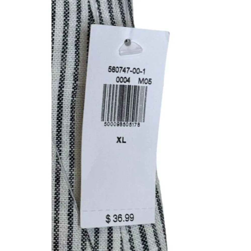 Old Navy Women's Shorts Stripe Linen Blend Pockets Pleated Black/White Sz.XL NWT - Image 7