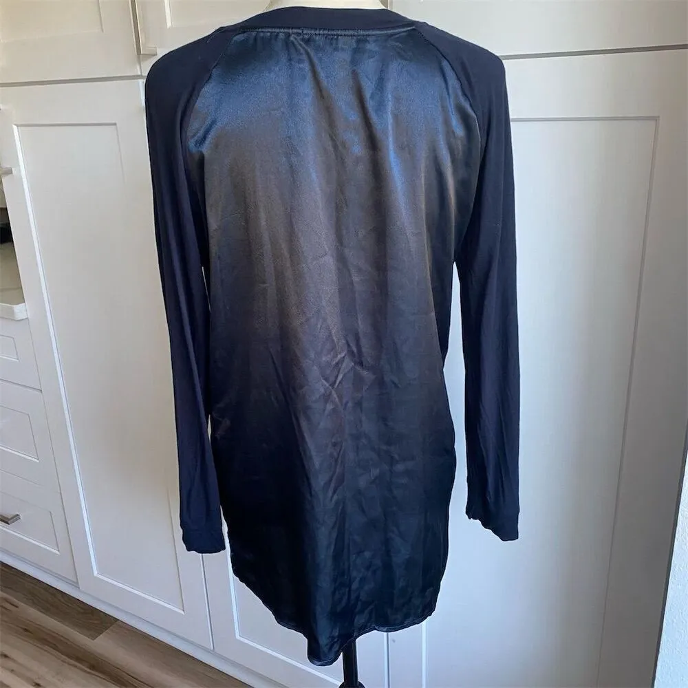 Midnight Carole Hoffman Women's Long Sleeve Blue Crew Neck T - Image 3