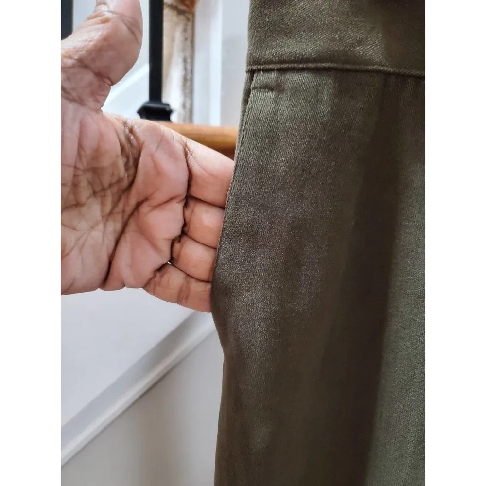 Zara Basic Women's Brown 100% Cotton Mid Rise Pull On Bootcut Dress Pant Size 8 - Image 4