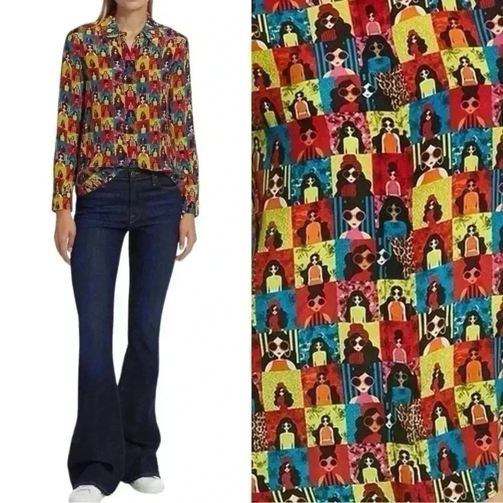 Alice + Olivia Willa Silk Button Up Blouse XS - Image 8