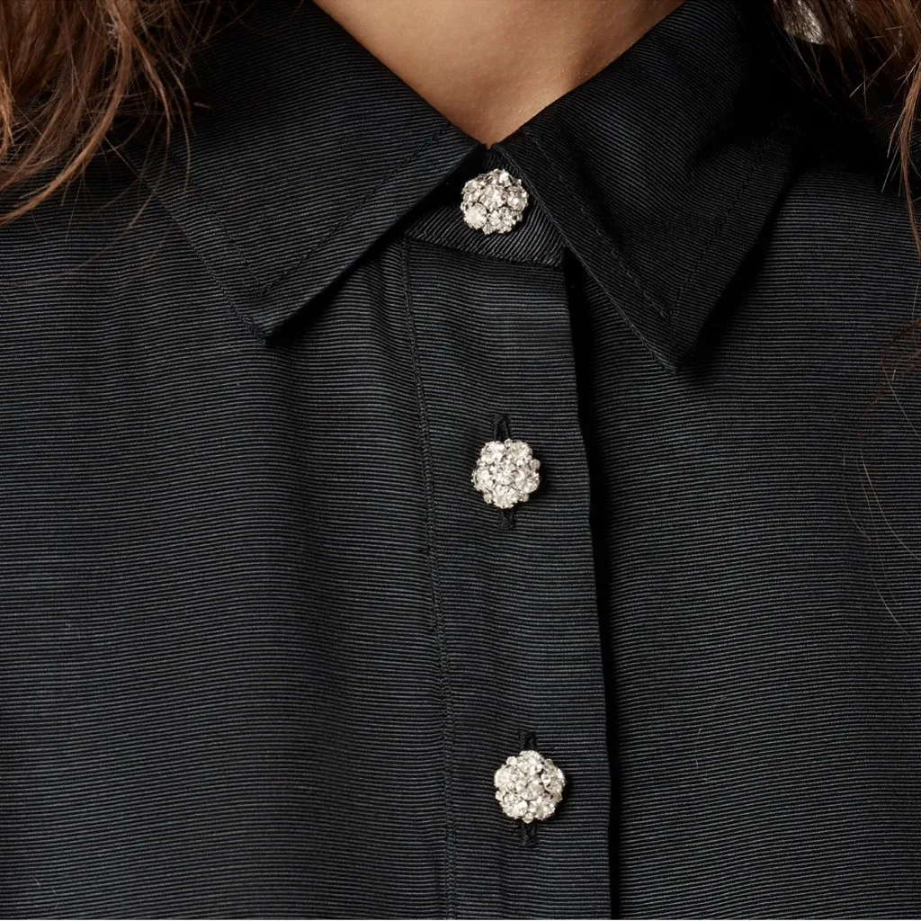 J. Crew Shirt Dress with Jewel Buttons Black Sz 18 NWT - Image 4