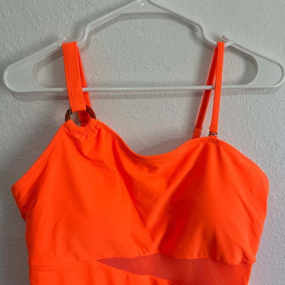 Vibrant Orange One Piece Swimsuit Size XL - Image 3