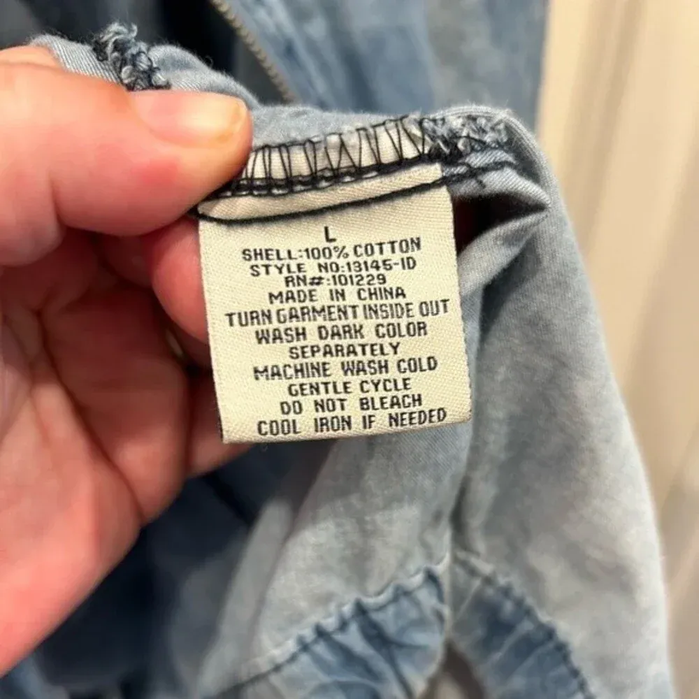 Ashley‎ Denim by 26 International Long sleeve Jean jacket with a hood L Blue Size L - Image 10