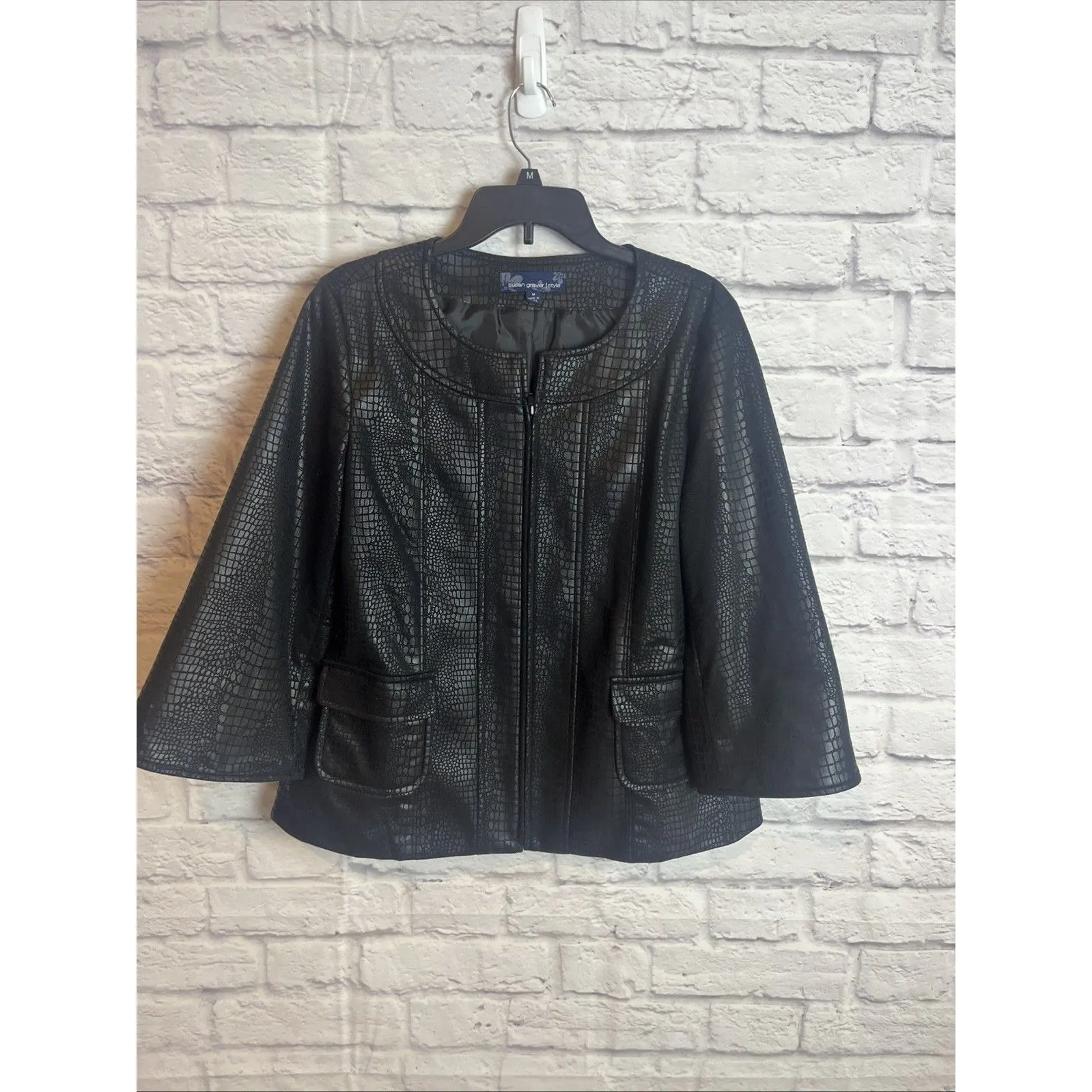 Susan Graver Women’s Faux Alligator Leather Zip Swing Chic Jacket Size Medium - Image 9