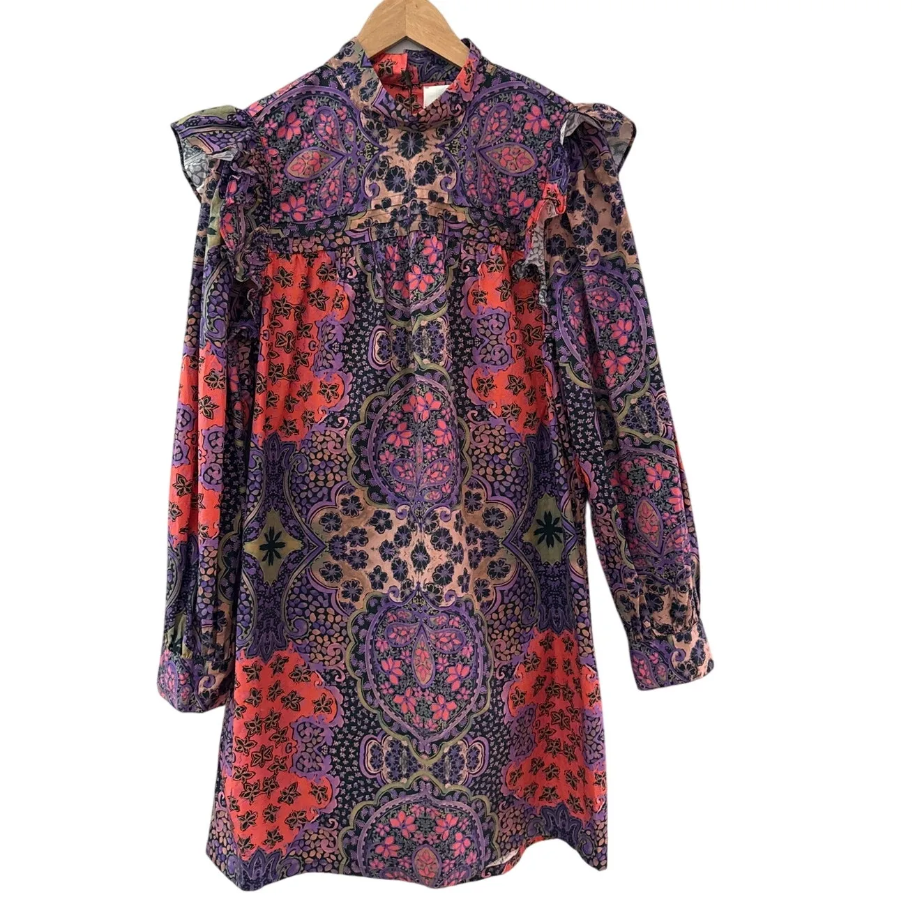 Xirena Nyla Poplin‎ Ruffled Mini Dress Black Opal Size Large - Image 5