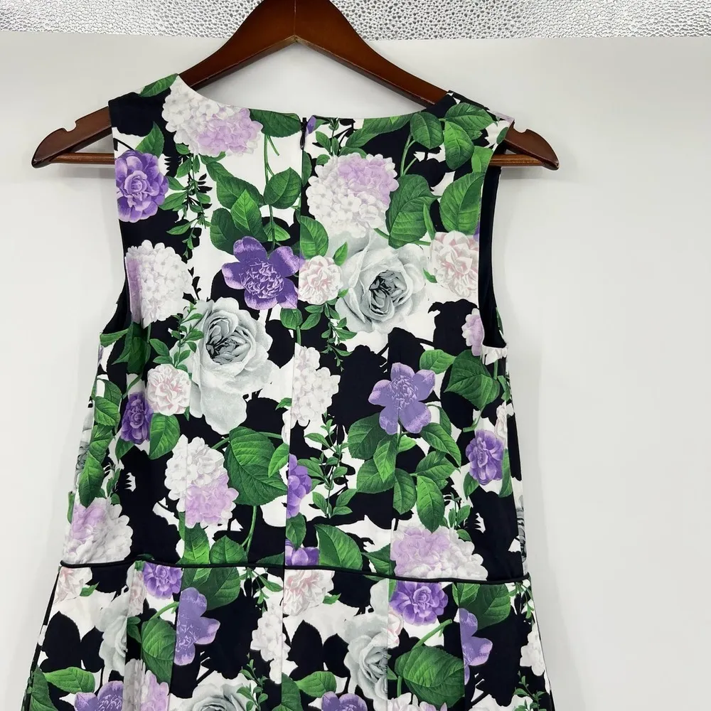NEW TALBOTS Oprah Magazine Collection Floral Sz 6 Dress Purple Pleated pockets - Image 5