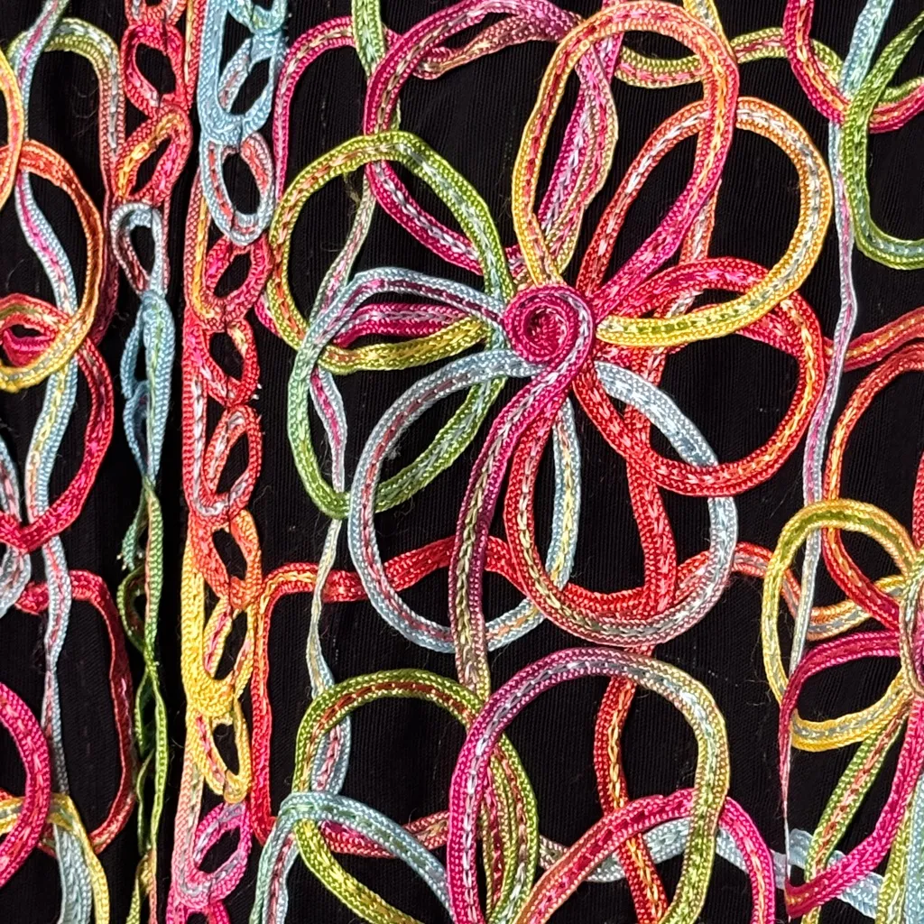 Rainbow colored Graphic pattern Button zipped‎ top with Notched Collar and sheer Pink - Image 2