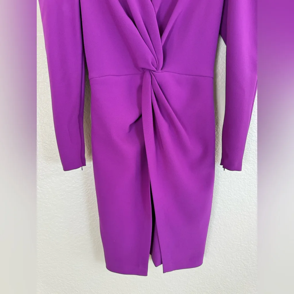Sachin & Babi Purple Agnes Plunge V Neck Long Sleeve Twist Front Mutton Dress 0 - Image 5
